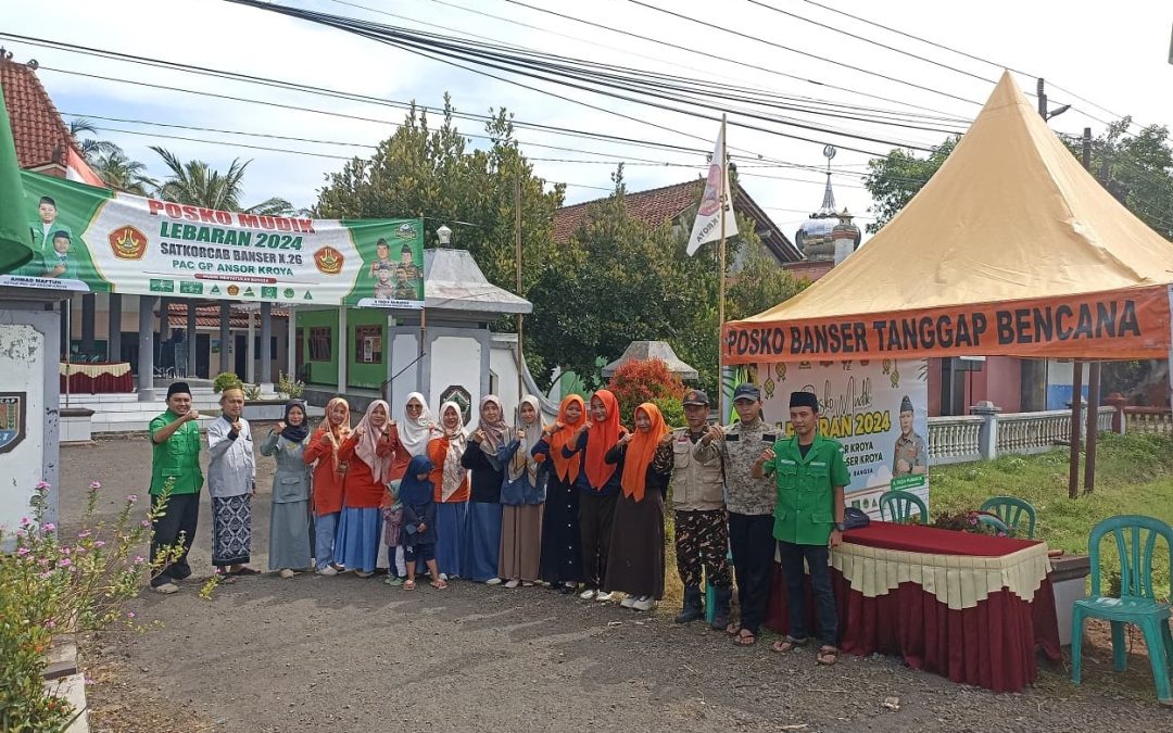 Banser Satkoryon Kroya dan PAC GP Ansor Kroya Dirikan Posko Mudik Bersama Badan Otonom NU di MWCNU Kroya